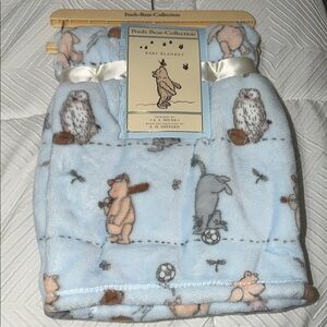 Pooh-Bear Collection Baby Blanket - Light Blue with Winnie the Pooh Characters